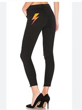 Mother The Looker Ankle Fray Gold Bolt 28